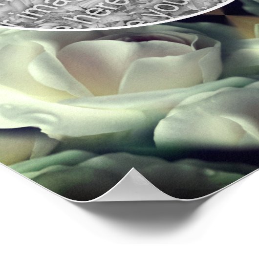 白いバラの花のフレーム 自分だけの写真を作ろう ポスター (角)