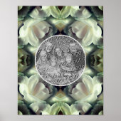 白いバラの花のフレーム 自分だけの写真を作ろう ポスター (正面)