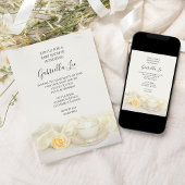 白いバラの花のベイビーシャワーパーティー ティーカップ 招待状