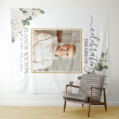 白いバラの花のライフセレブレーション写真 タペストリー (インサイチュ(横))