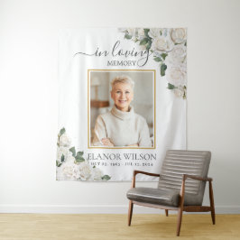 白いバラの花の愛する記憶の写真 タペストリー