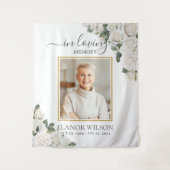 白いバラの花の愛する記憶の写真 タペストリー (正面)