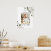 白いバラの花の葬儀追悼写真 ポスター (キッチン)