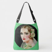 白いバラの花嫁のプリント クロスボディバッグ (正面)