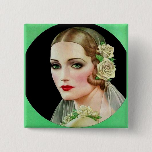 白いバラの花嫁 缶バッジ (正面)