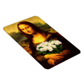 白いバラの花束を持つモナリサ マグネット (右側)