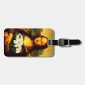 白いバラの花束を持つモナリサ ラゲッジタグ (正面横)