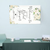 白いバラの花束|のブライダルシャワーの歓迎 横断幕 (トレードショー)