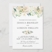 白いバラの花束|の花の結婚式の招待 招待状 (正面)