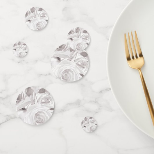 白いバラの花束 モダンでエレガントなウェディング コンフェッティ (グループ)