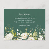 白いバラの花束　私の花嫁の介添え人になってカード シーズンポストカード (裏面)