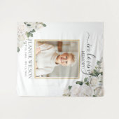 白いバラの花 フラワー 思い出の写真 タペストリー (正面(横))