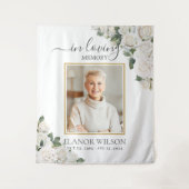 白いバラの花 フラワー 思い出の写真 タペストリー (正面)