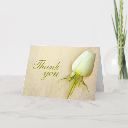 白いバラの蕾のウェディング感謝カード  landscape サンキューカード (正面)