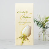 白いバラの蕾の結婚式披露宴夕食メニュー 招待状 (スタンド正面)