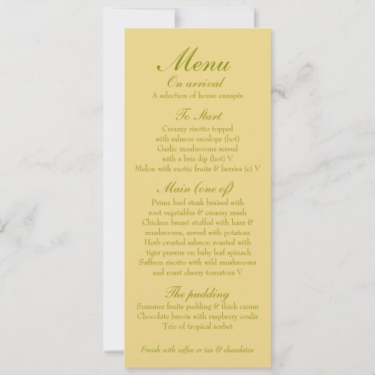 白いバラの蕾の結婚式披露宴夕食メニュー 招待状 (裏面)