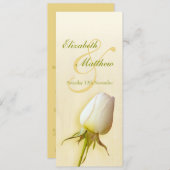 白いバラの蕾の結婚式披露宴夕食メニュー 招待状 (正面/裏面)