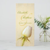 白いバラの蕾の結婚披露宴夕食メニュー 招待状 (スタンド正面)