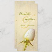 白いバラの蕾の結婚披露宴夕食メニュー 招待状 (正面/裏面)