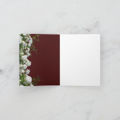 白いバラの赤い背景の結婚式招待状 案内状 (内部)