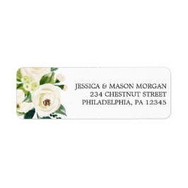 白いバラの返送ラベル ラベル