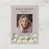 白いバラの追悼写真 タウペの祈りのカード 名刺 (正面)