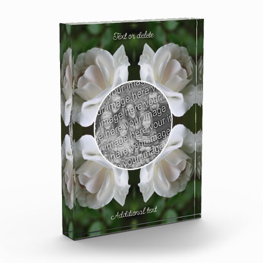 白いバラの雨滴フレーム独自の作成 フォトブロック (左)