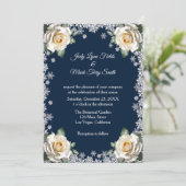 白いバラの雪の結晶クリスマスウェディング 招待状 (スタンド正面)