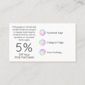 白いバラの香りがする石鹸とロウソクの虹 名刺 (裏面)