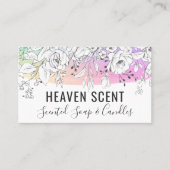 白いバラの香りがする石鹸とロウソクの虹 名刺 (正面)