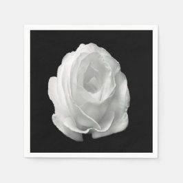 白いバラの黒い背景 スタンダードカクテルナプキン