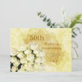 白いバラの50周年結婚式招待状 招待状 (スタンド正面)