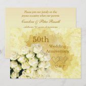 白いバラの50周年結婚式招待状 招待状 (正面/裏面)