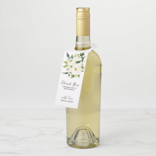 白いバラはタイポグラフィ花束感謝していしています ボトルネックタグ (アングル)