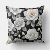 白いバラを黒に クッション (裏面)