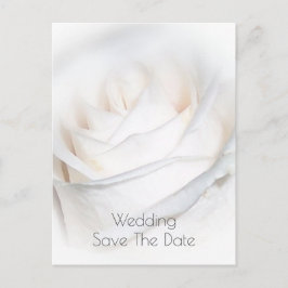 白いバラパーソナライズされたの結婚式の日付を保存 ポストカード