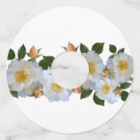 白いバラパーソナライズされた ワイングラスタグ (正面)