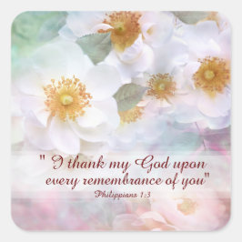 白いバラ感謝していと感謝 スクエアシール