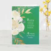 白いバラ感謝していの付いた臓器提供の緑 カード (黄色い花)