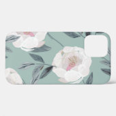 白いバラ牡丹:フローラ刺繍。 Case-Mate iPhoneケース (裏面 (横))