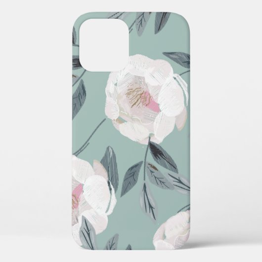 白いバラ牡丹:フローラ刺繍。 Case-Mate iPhoneケース (裏面)