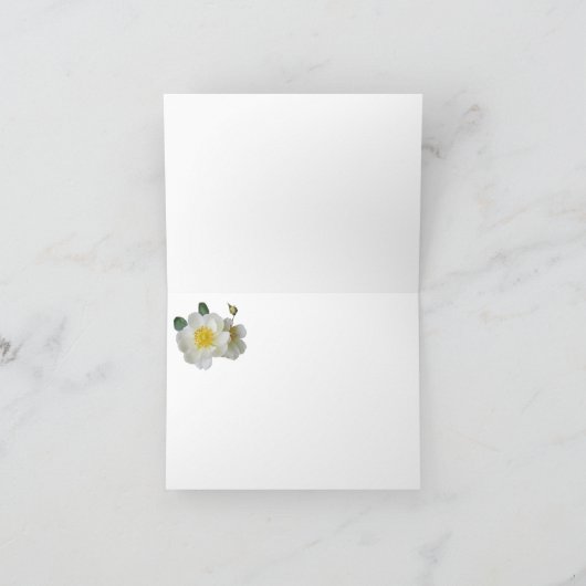 白いバラ空白のの葉をパーソナライズ結婚する サンキューカード (内部)