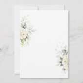 白いバラ結婚のテーブル座席表カード (裏面)