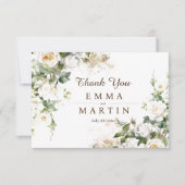 白いバラ結婚の花 サンキューカード (正面)