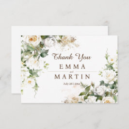 白いバラ結婚の花 サンキューカード