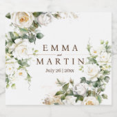 白いバラ結婚の花 スパークリングワインラベル (シングルラベル)