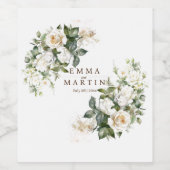 白いバラ結婚の花 ワインラベル (シングルラベル)