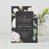 白いバラ緑の黒いブライダルシャワー 招待状 (スタンド正面)