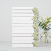 白いバラ縁どス1枚裏の筆記用紙 便箋 (スタンド正面)