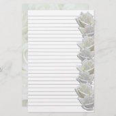 白いバラ縁どス2文房具が並ぶ 便箋 (正面/裏面)